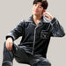 Men's Long-sleeved Flannel Warm Men's Pajamas Gray Strip Deer CK214