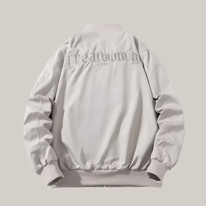 Thickening Embroidery Pilot Jacket Men 1671 Standard Gray Model