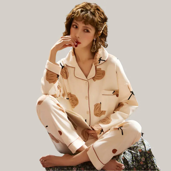 Spring And Autumn Pajamas For Pregnant Women Apricot Nut