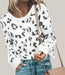 Knit Sweater Leopard Print White