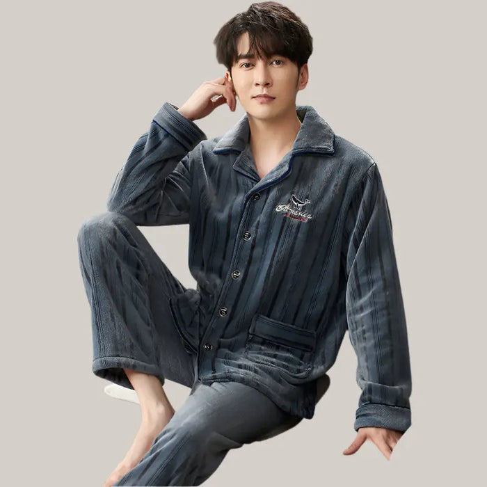 Men's Winter Flannel Pajamas Suit YD9293