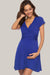 Deep V-Neck Maternity Short Sleeve Dress Blue