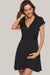 Deep V-Neck Maternity Short Sleeve Dress Black