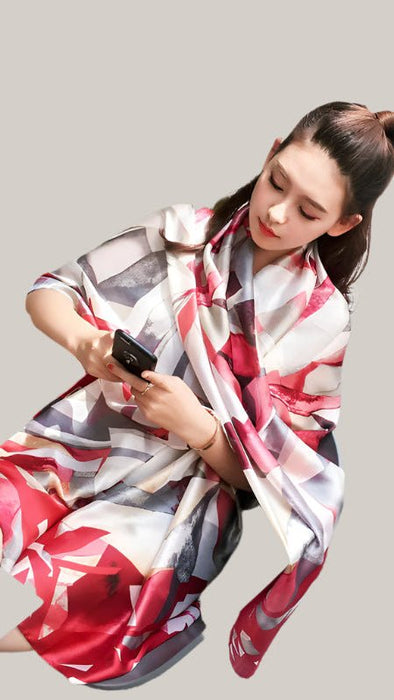 Diamond silk scarves Red