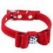 Dog collar made of flannelette with bow tie Red
