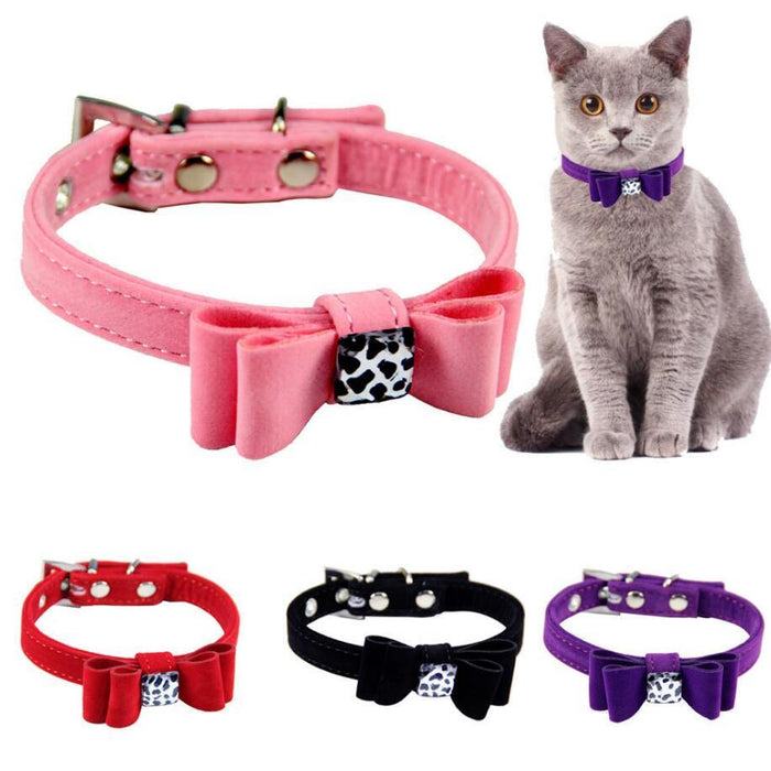 Flannel Dog Collar with Bow Tie