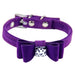Flannel Dog Collar with Bow Tie Purple