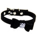 Dog collar made of flannelette with bow tie Black