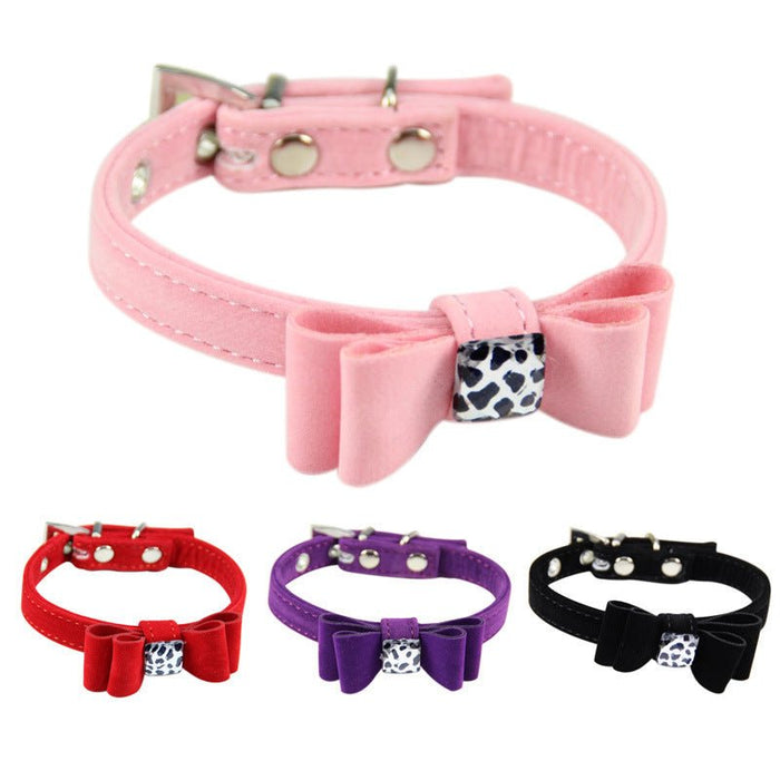 Flannel Dog Collar with Bow Tie
