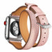 Double-Loop Leather Watch Strap Pink
