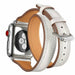 Double loop leather watch strap White