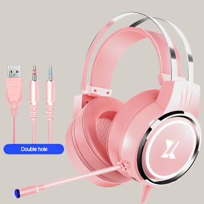 E-sports Gaming Headset Double hole Pink