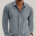 Long Sleeve LinenShirt Men Gray