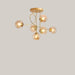 Geometric Iron Chandelier for Living Rooms Golden Cognac Lampshade