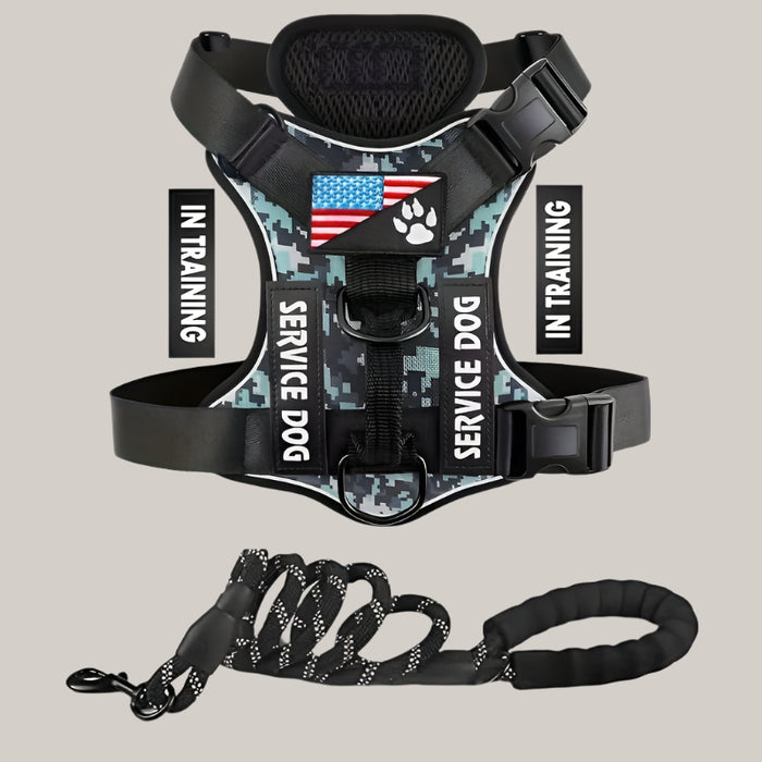 Dog Chest Harness and Leash Set Camouflage