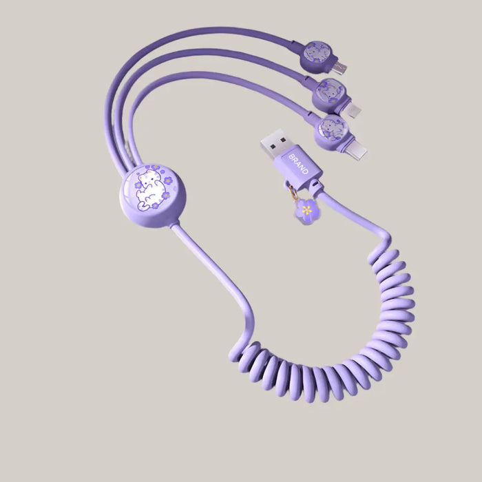 Creative Gift Spring One For Three Data Cables