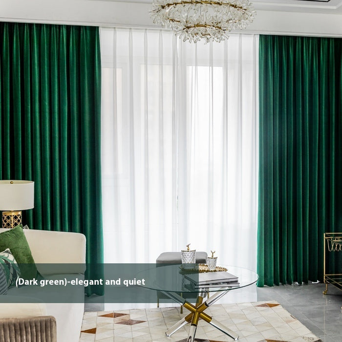 Full Shading Australian Wool Plush Curtain Dark Green