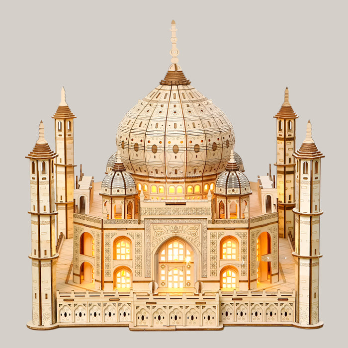Wooden Taj Mahal Model Kit with LED Light