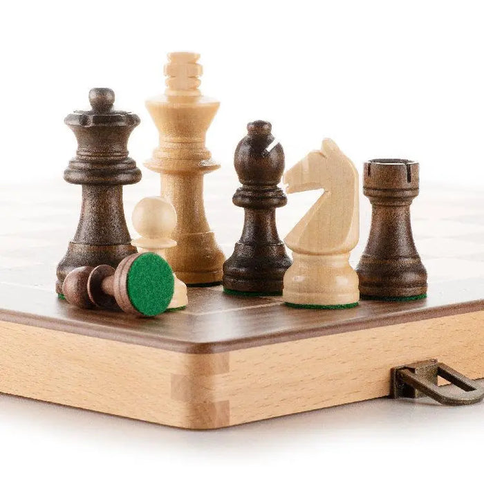 15-Inch Wooden Chess Set or Piece Storage Bag – 4 Options German Beech
