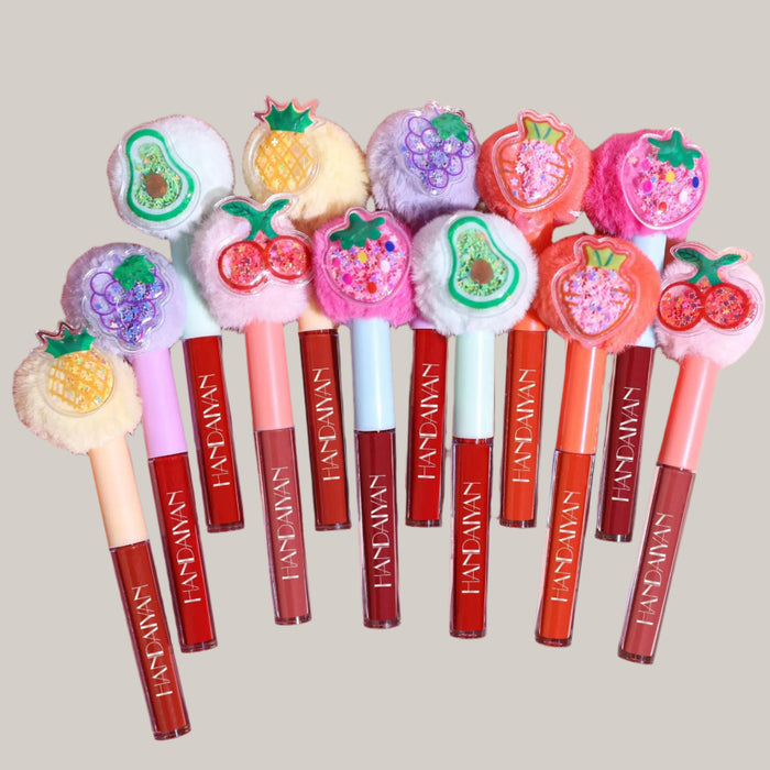 Fruit-Inspired Lip Gloss with Plush Applicator – 4 Shades