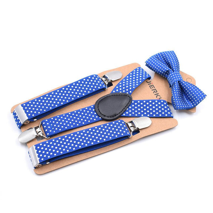 Elastic Boys Suspender Bowties Set Royal blue