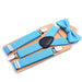Elastic Boys Suspender Bowties Set Lake blue