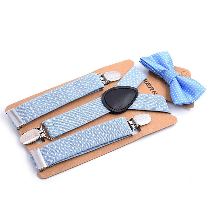 Elastic Boys Suspender Bowties Set Light blue