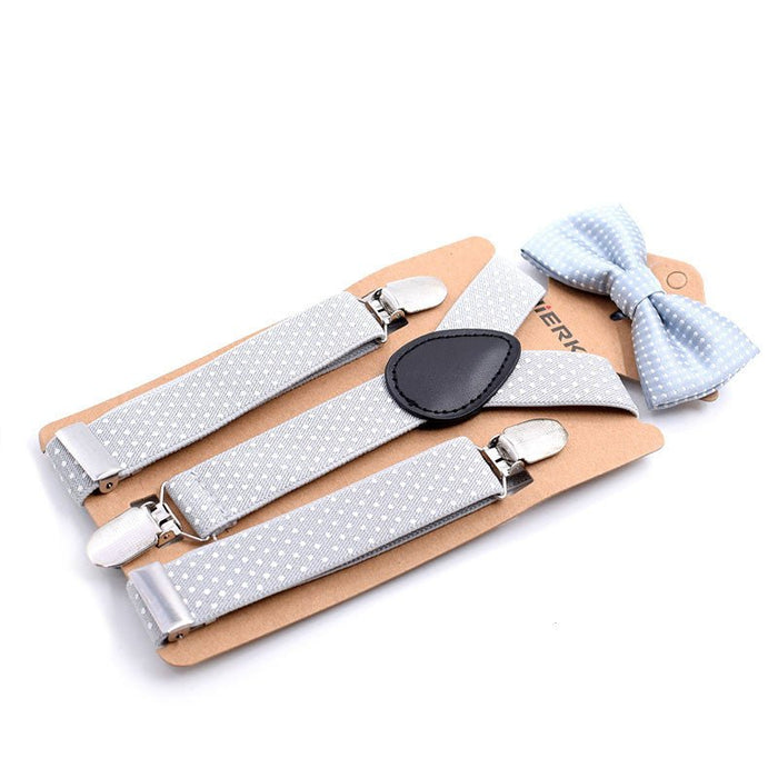 Elastic Boys Suspender Bowties Set Light gray