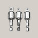 Electric Drill Socket Adapter Set Silver 3pc