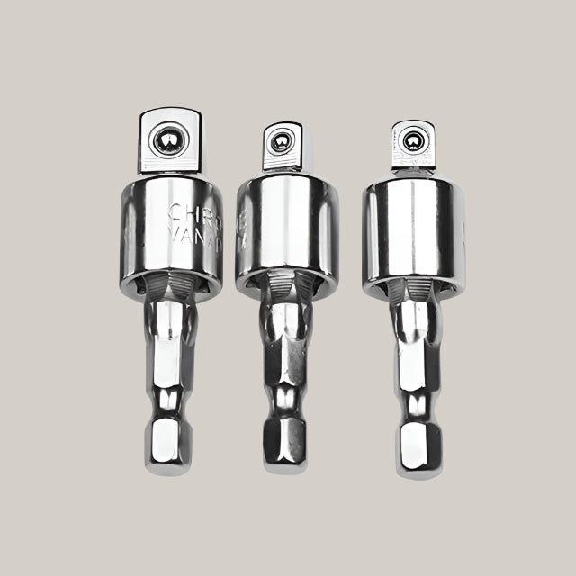Electric Drill Socket Adapter Set Silver 3pc