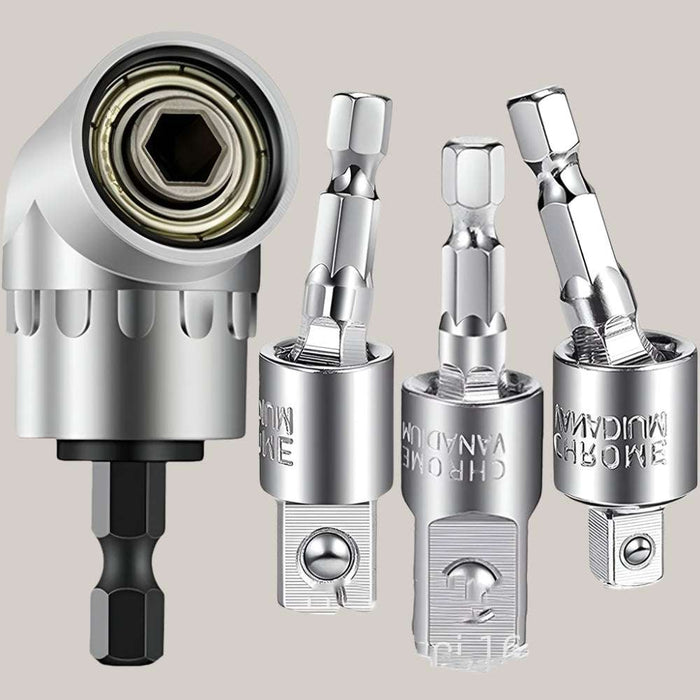 Electric Drill Socket Adapter Set Silver 3pc Crutch Batch