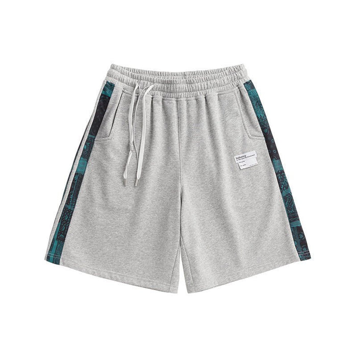 Ethnic Style Side Striped Casual Loose shorts Gray