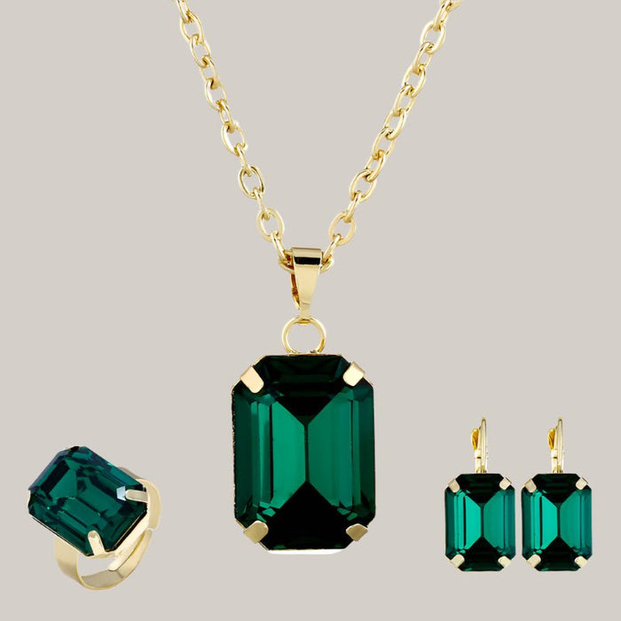 European and American Bridal jewelry set Green