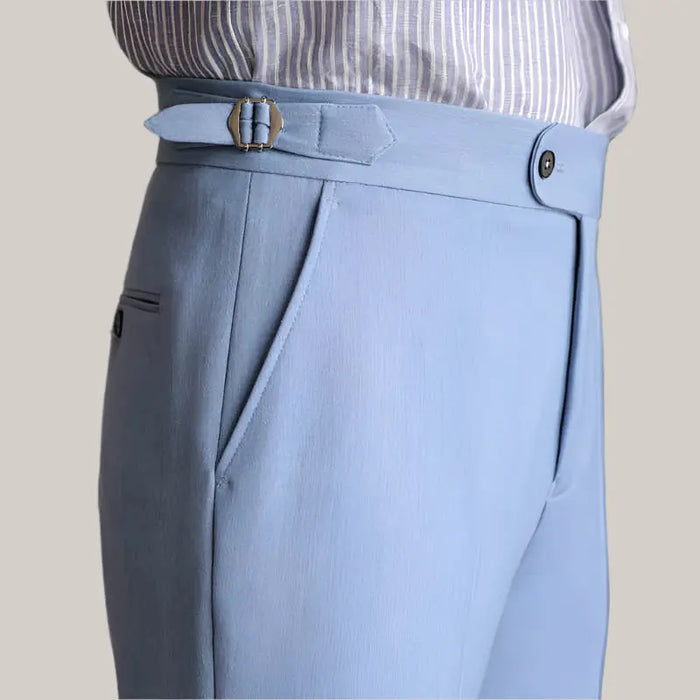 Casual High-waisted Men's Dress Pants Sky blue