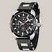 Silicone-Strap Everyday Watch Silver black