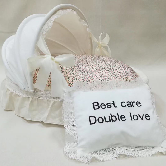 Dog and Cat Bed Apricot white M Medium