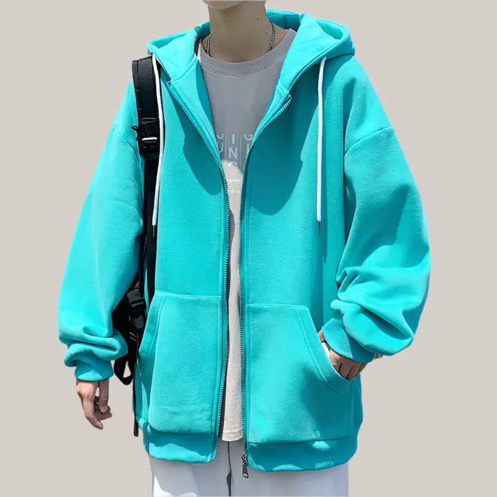 Mens Jackets Hooded Coats Casual Zipper Green