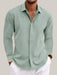Long Sleeve LinenShirt Men Matcha color