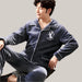 Men's Long-sleeved Flannel Warm Men's Pajamas Smoky Gray Elk K127