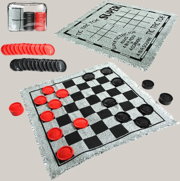Giant Checkers Set – 66 × 66 cm, 4 Colors White Green