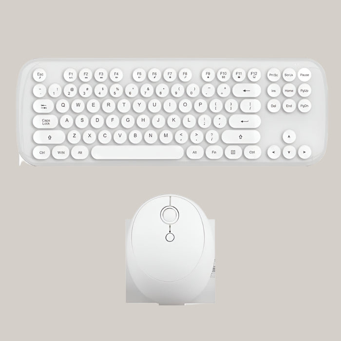Retro Wireless Keyboard and Mouse Set White