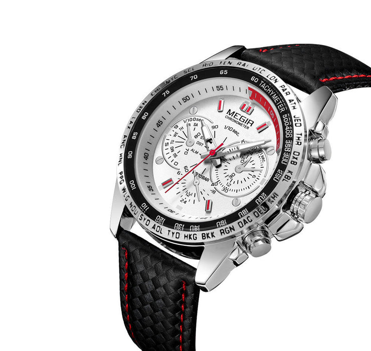 Men's Three-Dial Luminous-Style Watch
