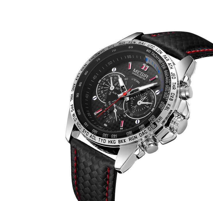 Men's Three-Dial Luminous-Style Watch