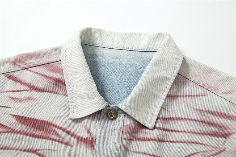 Inkjet Tie-dyed Denim Loose Jacket Men