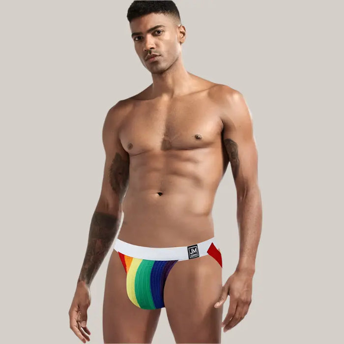 Mens Sports Fitness Rainbow Double Thong