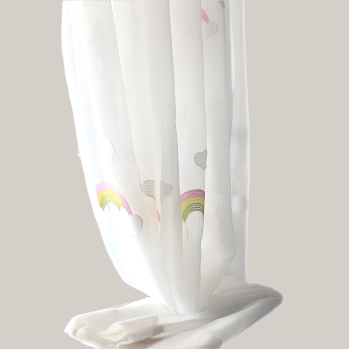 Rainbow Embroidered Semi-Sheer Curtain for Children's Rooms Rainbow hook up