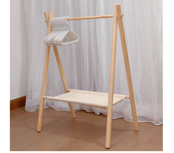 Dog and Cat Bed Wooden hangers and white pearl M Medium