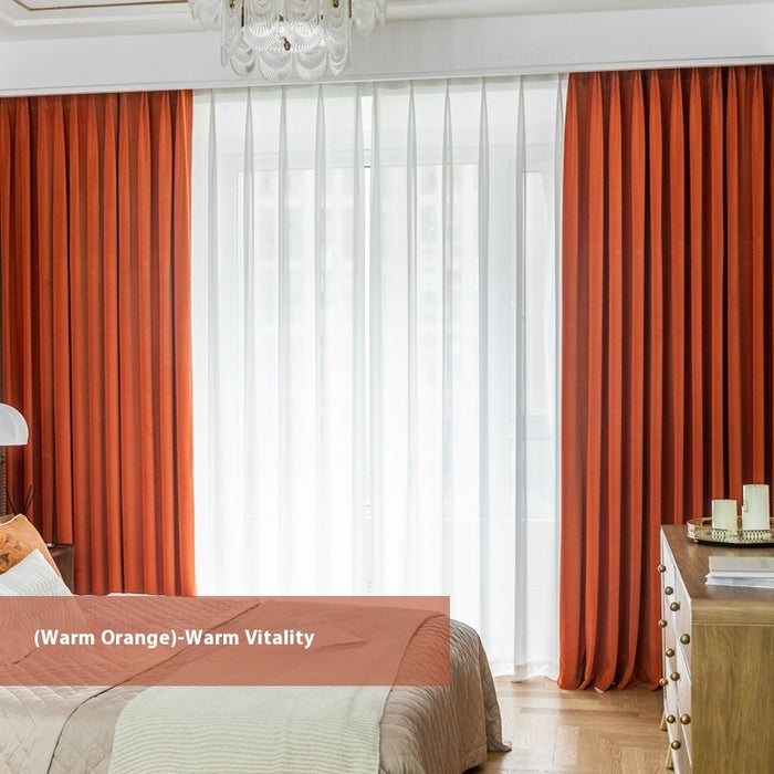 Full Shading Australian Wool Plush Curtain Warm Orange