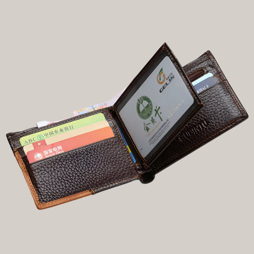 Genuine Leather Men Patchwork Wallets