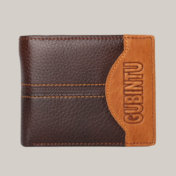 Genuine Leather Men Patchwork Wallets